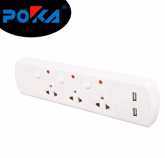 Zócalo de extensión USB de Tailandia con interruptor individual y protección contra sobrecargas