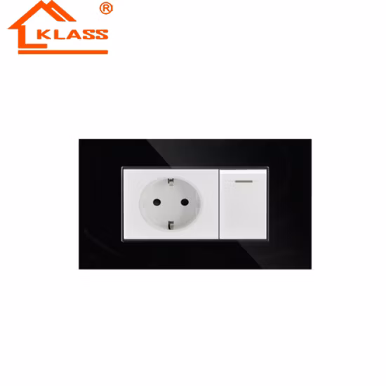 Panel acrílico negro 16A enchufe alemán + enchufe italiano