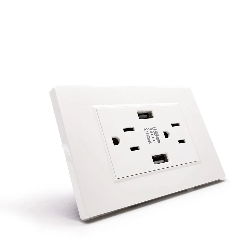 Enchufe de pared USB de alta calidad estándar de los zócalos del enchufe de pared del mercado USB de América del Sur